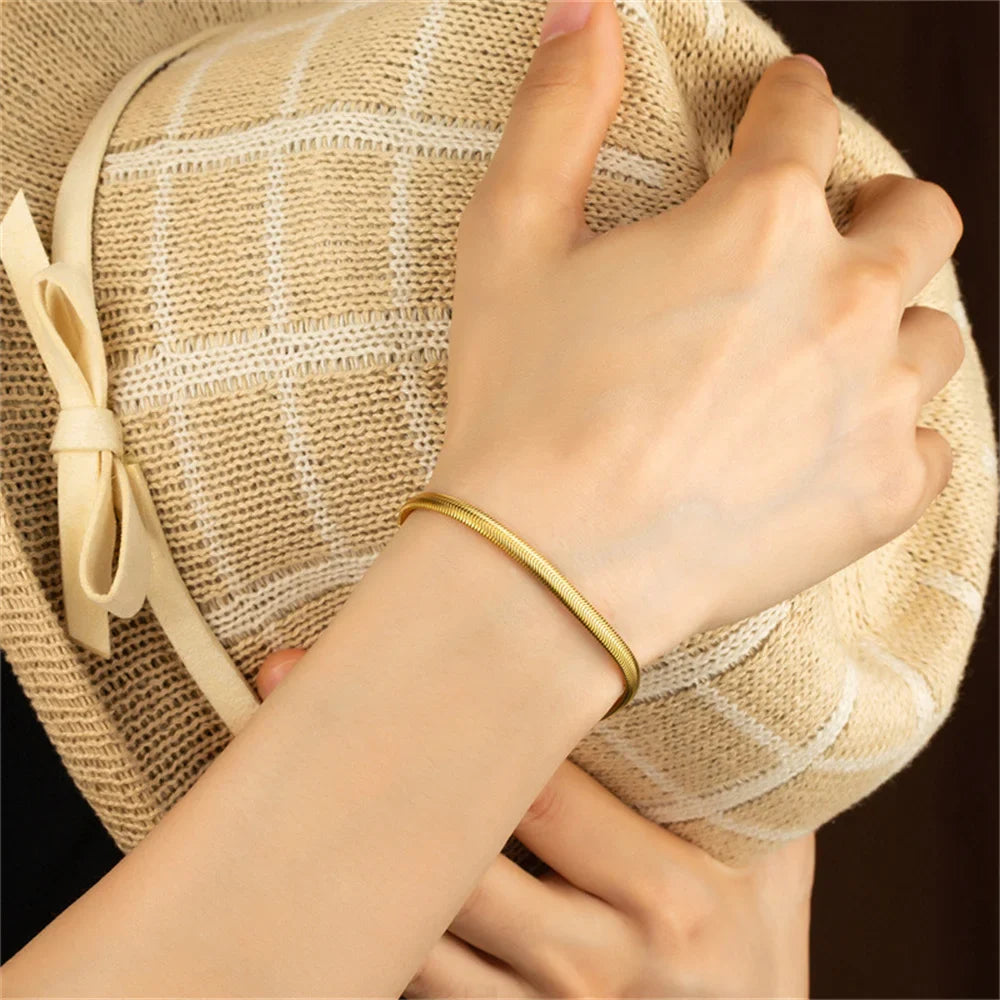Collana lunga a catena a serpente di moda Uomo Donna Catene a maglie color oro in acciaio inossidabile Set di gioielli punk di base all'ingrosso