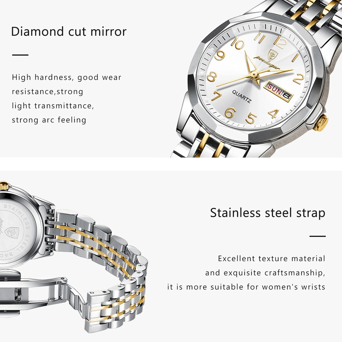 POEDAGAR elegante orologio da polso da donna al quarzo impermeabile luminoso data settimana orologio da donna orologi da donna casual in acciaio inossidabile reloj