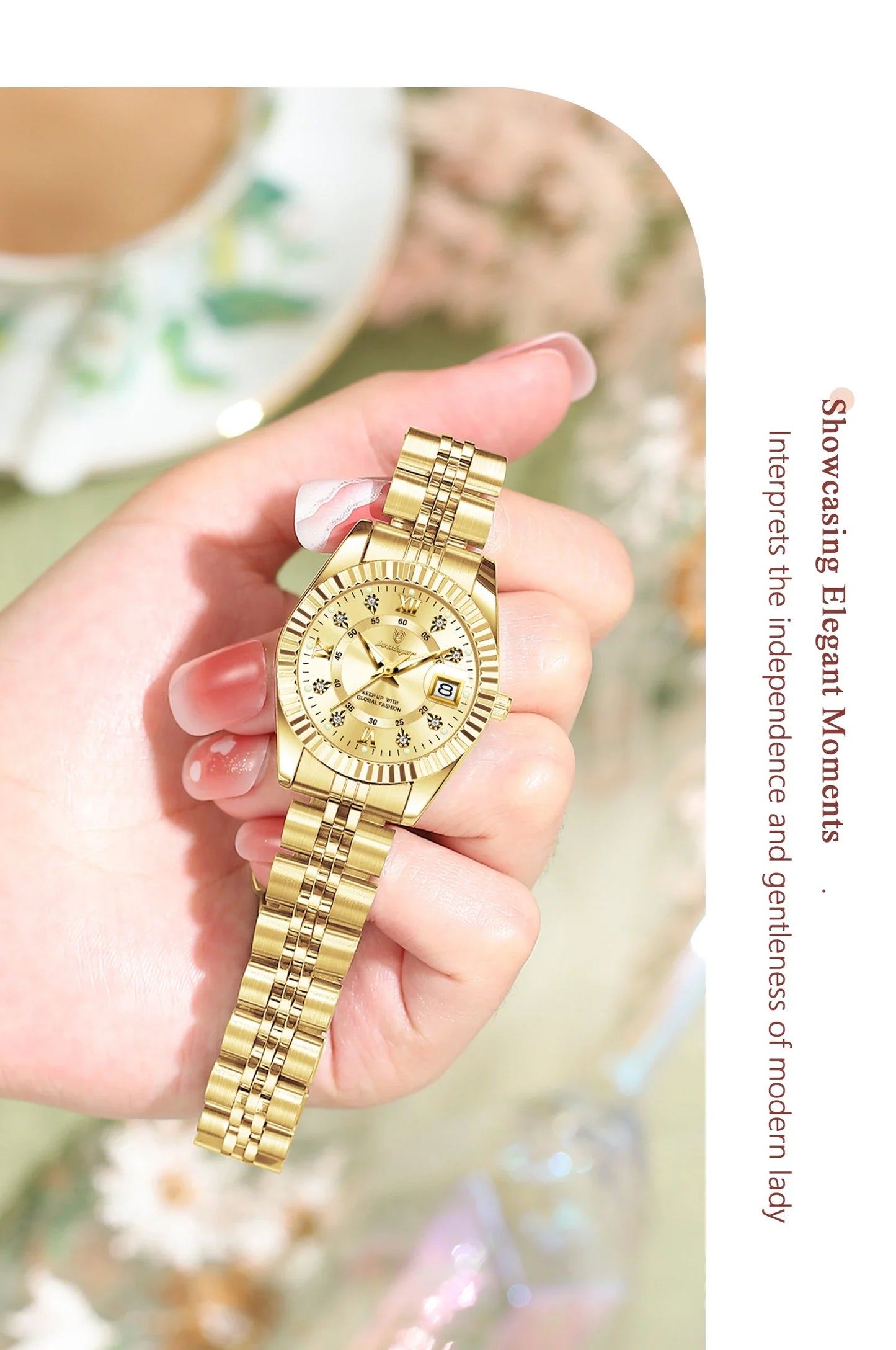 POEDAGAR Orologio da polso da donna alla moda Impermeabile Data luminosa Orologi da donna eleganti Orologio al quarzo in acciaio inossidabile per donna Reloj