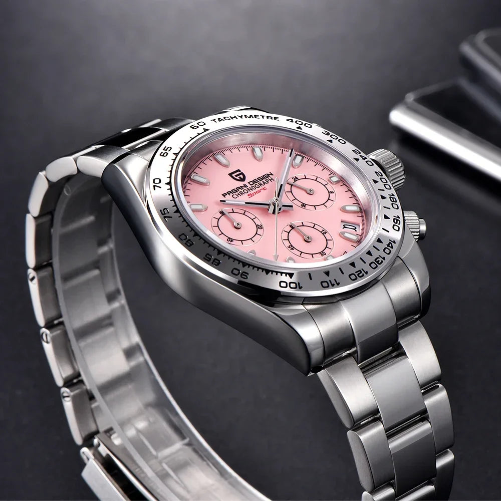 PAGANI DESIGN Nuovo orologio da polso al quarzo da uomo con lunetta in acciaio inossidabile, cronografo di lusso con vetro zaffiro VK63, orologio da uomo reloj hombre