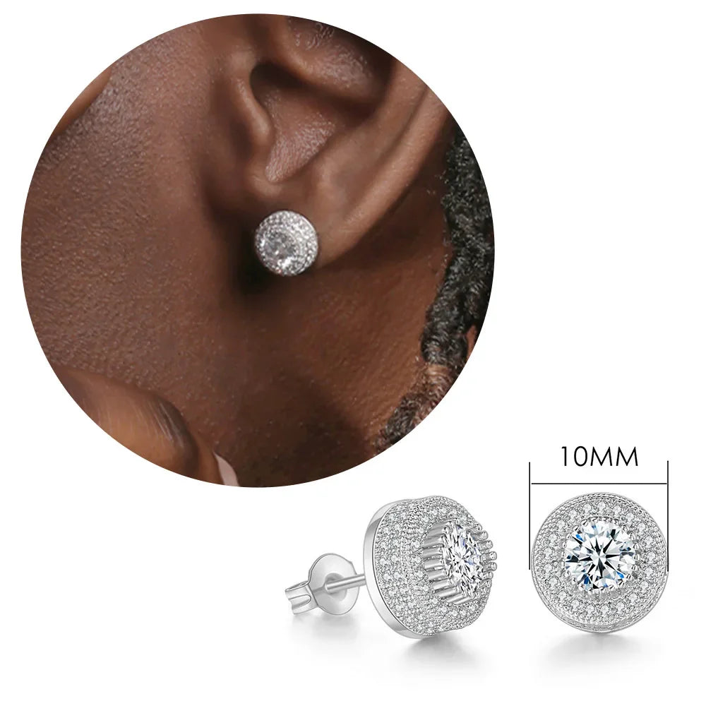 Rock Hip Hop ghiacciato orecchino a perno per uomo uomo Set completo zircone oro Piercing accessori per l'orecchio Punk Hippie Trend gioielli Dropship