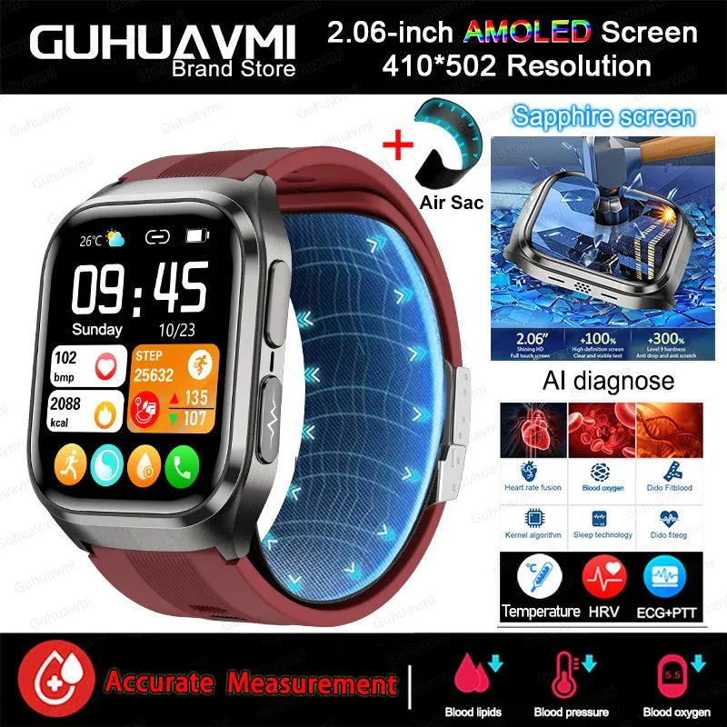 2026 Nuovo aggiornamento AI diagnostico Airbag pressione sanguigna precisa salute SmartWatch acido urico ECG lipidi nel sangue Smartwatch uomo donna