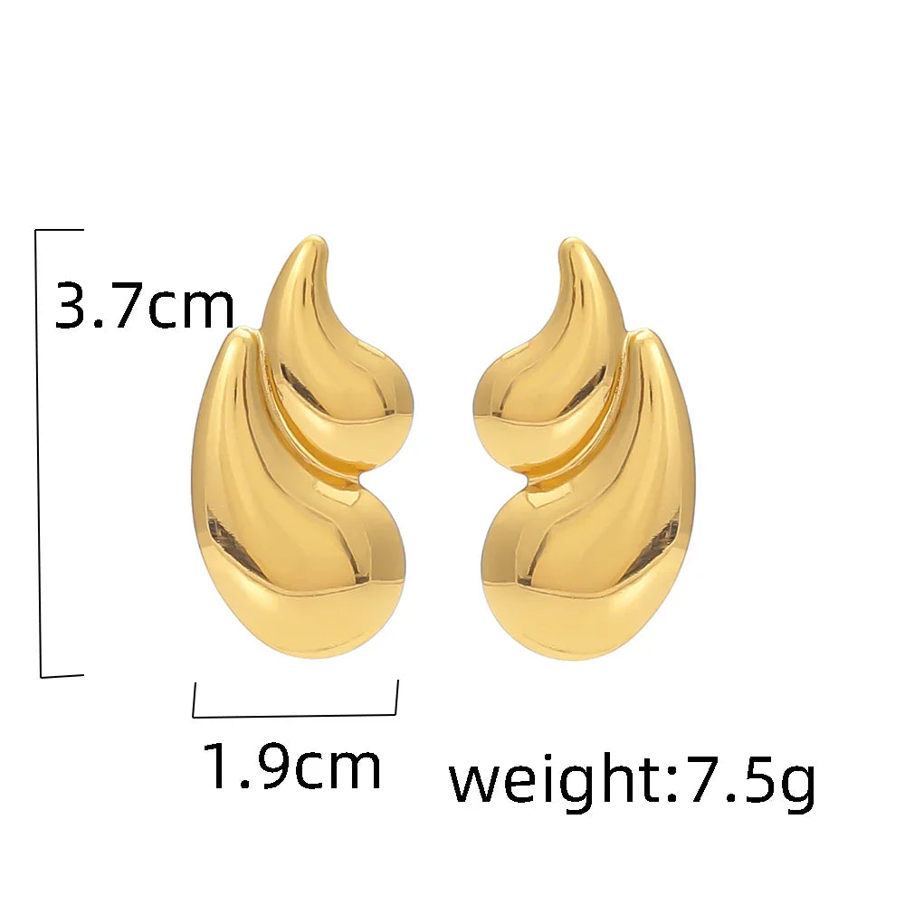 Orecchini Geometrici a Goccia d'Acqua in Acciaio Inossidabile per Donna, Eleganti Vintage Placcati Oro, Gioielli da Indossare Quotidianamente