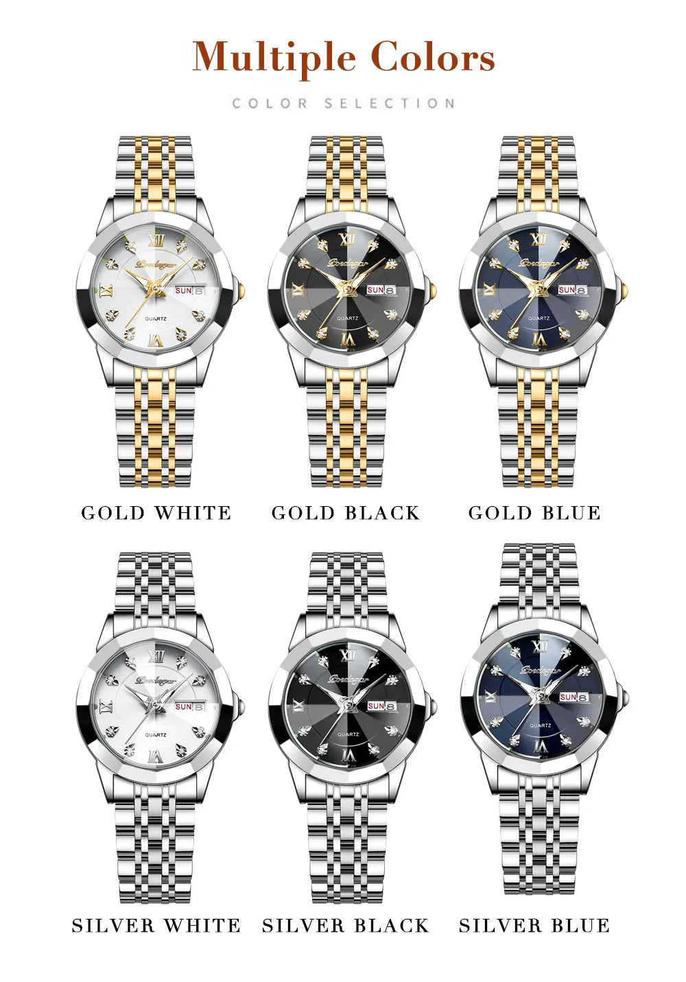 POEDAGAR orologi da donna di marca di lusso impermeabile luminoso data settimana orologio al quarzo per donna orologio da donna di moda in acciaio inossidabile