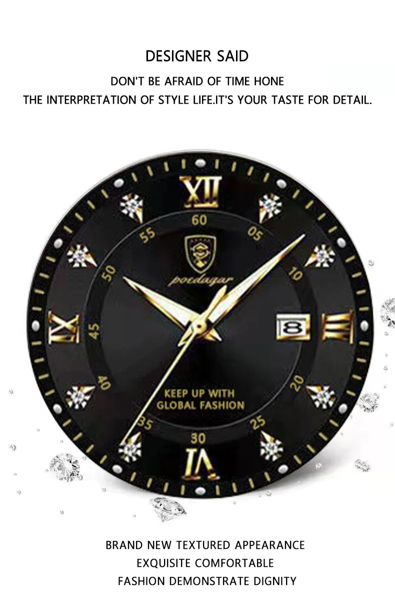 POEDAGAR Orologio da donna di lusso Orologio da donna impermeabile in acciaio inossidabile con data luminosa Orologi al quarzo da donna semplici e casual alla moda