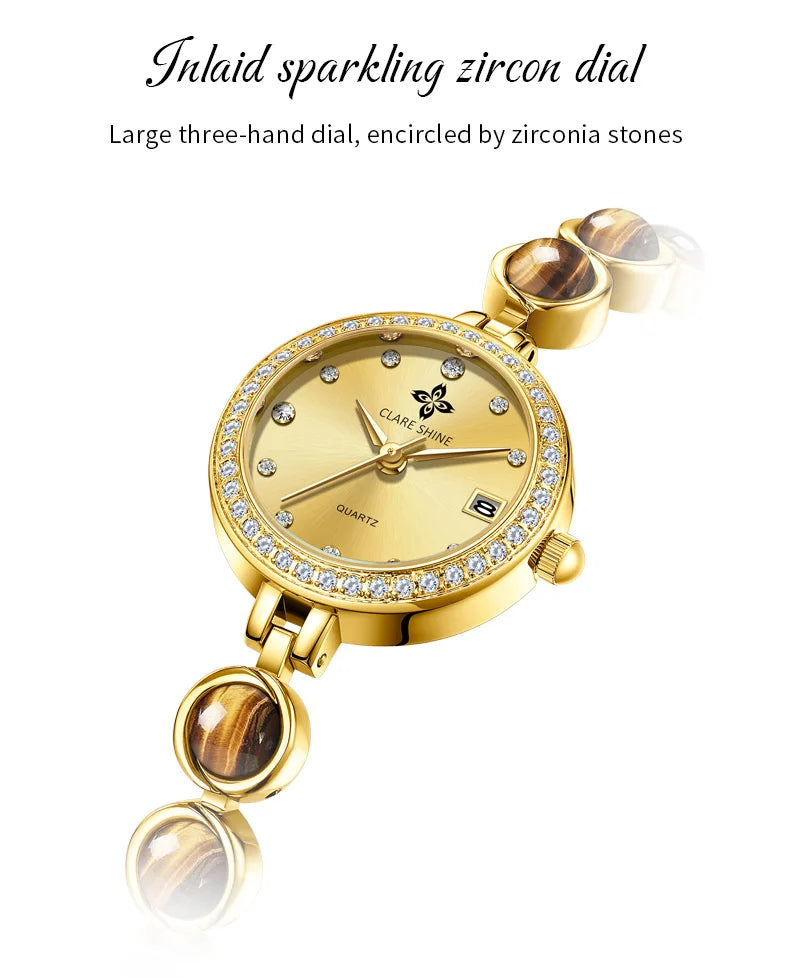 Orologio da donna CLARE SHINE Brand 7708, elegante orologio al quarzo di lusso, impermeabile, con datario, collezione Stellar Eyes.