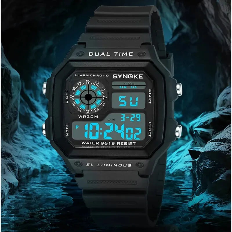 SYNOKE Digital Watches uomo sport luminoso multifunzione impermeabile orologio da polso da donna all'aperto e in esecuzione studente sette luci