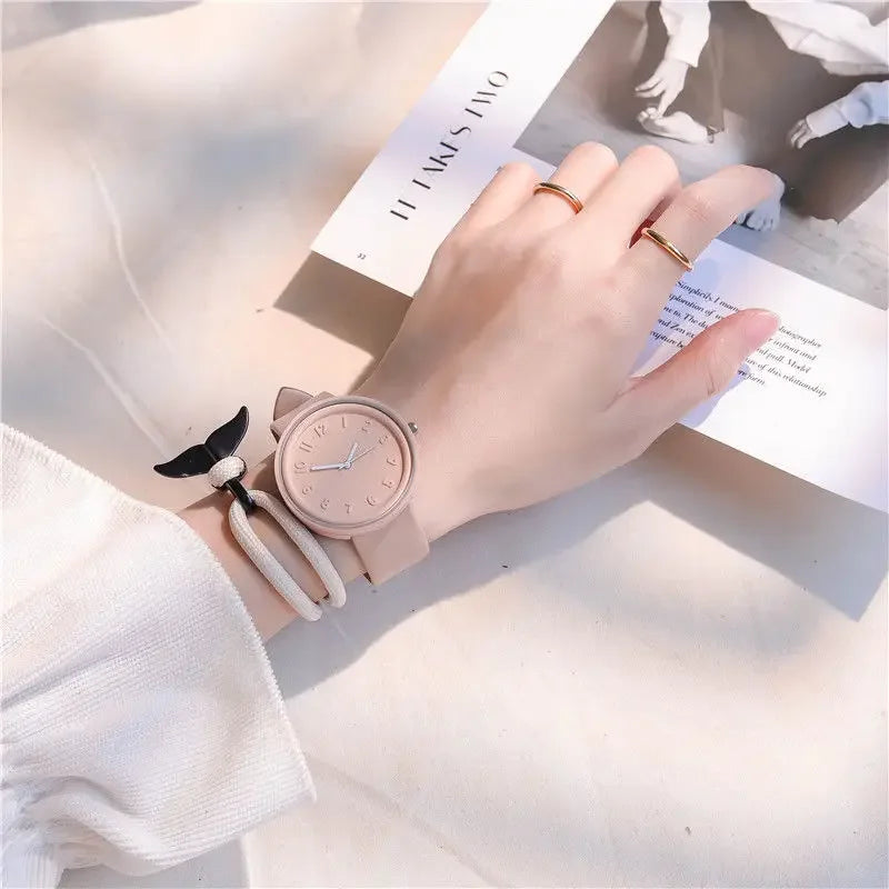 Simple Fashion Makaron Simple Women Watch Ins High Beauty Student uomo e donna Style Round Leisure Vintage orologio da polso al quarzo