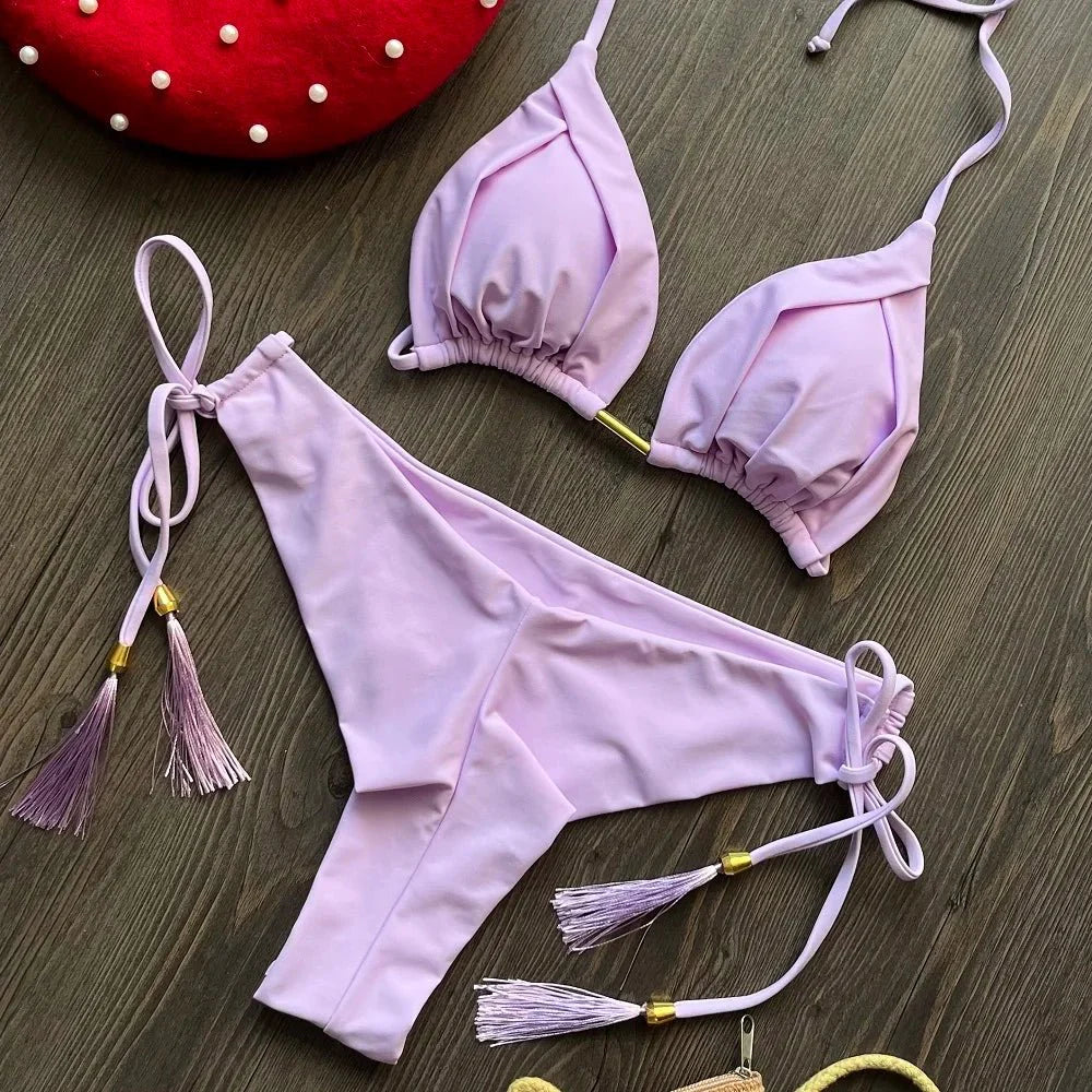 RUOTONGSEPT 2025 Nuovo Sexy Costume da Bagno Triangolare in 13 Colori per Donne, Bikini Brasiliano, Costume Push-Up, Set Bikini da Spiaggia