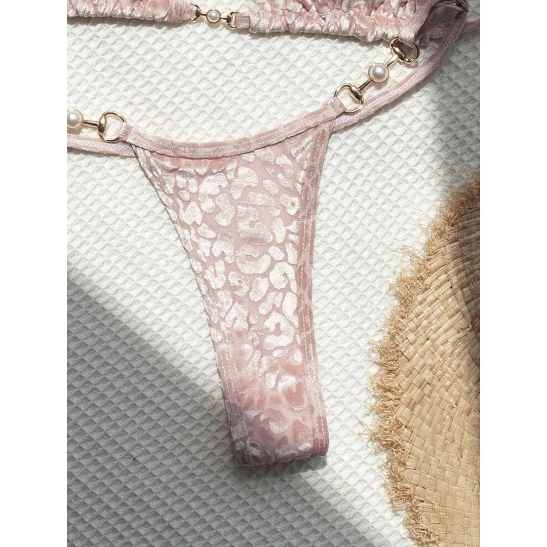 S-XL Leopard Halter Mini Micro Perizoma Bikini Donna Costumi da bagno Costume da bagno femminile Bikini a due pezzi Bagnante Costume da bagno Swim V5207
