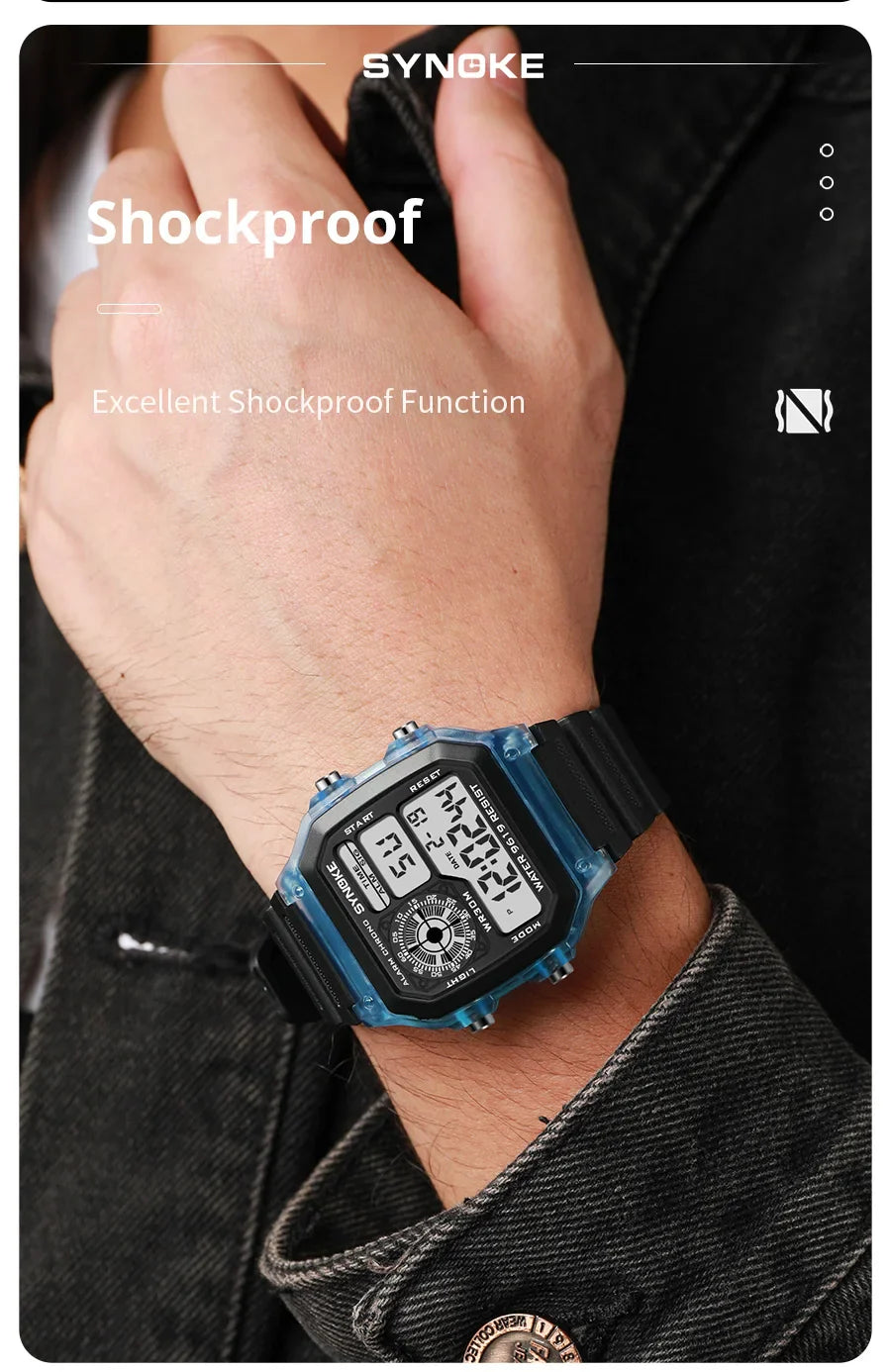 SYNOKE Digital Watches uomo sport luminoso multifunzione impermeabile orologio da polso da donna all'aperto e in esecuzione studente sette luci