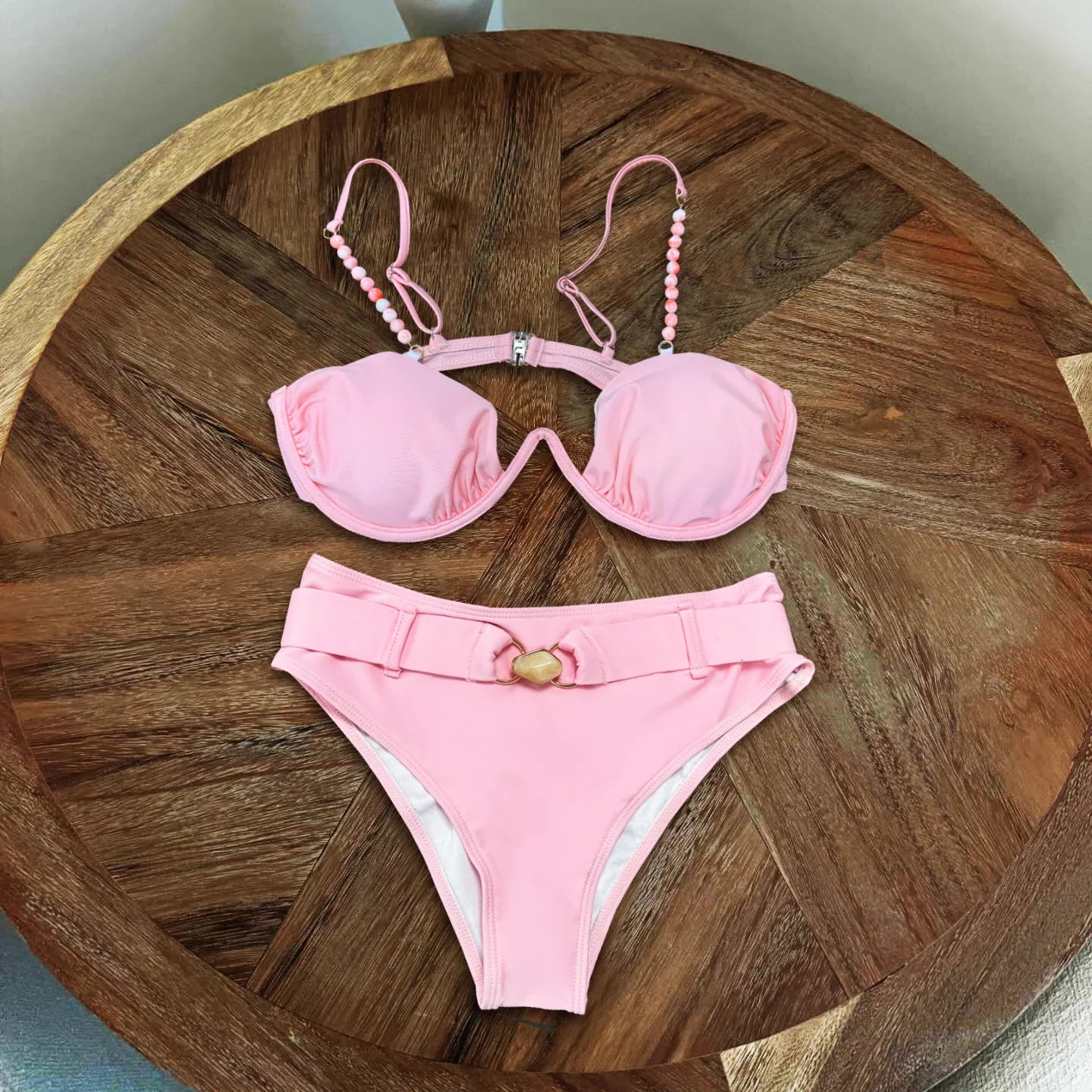 Perline Bikini 2025 Costume da bagno donna sexy Costumi da bagno femminili Micro bikini Set costume da bagno a fascia Beachwear Rosa brasiliano Biquini
