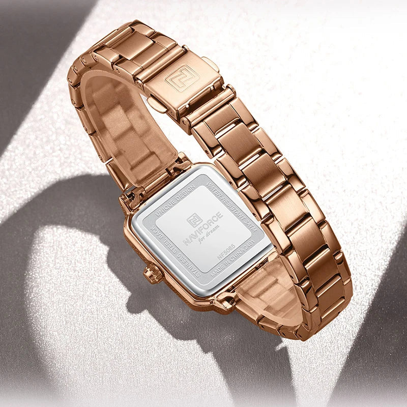 NAVIFORCE Orologio da donna alla moda per donna Orologio da polso da donna casual impermeabile al quarzo in acciaio inossidabile da regalare alla fidanzata 2025
