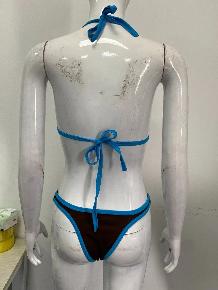 Nuovo bikini estivo 2026, costume da bagno due pezzi da donna, set a tinta unita, intimo stile Y2K