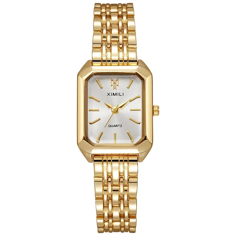 2025 Orologio da polso con cinturino in acciaio inossidabile di marca calda Orologio da polso al quarzo regalo di lusso da donna Orologio da polso al quarzo quadrato semplice moda studente
