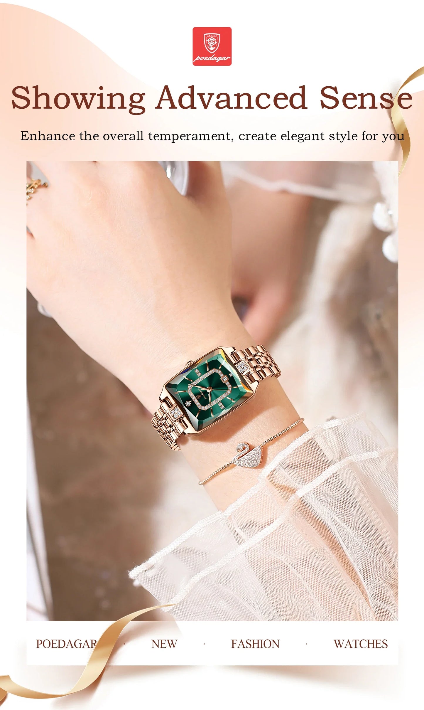 POEDAGAR Orologio da donna di lusso Impermeabile Data Orologio da polso da donna casual di alta qualità Orologio da donna elegante al quarzo in acciaio inossidabile