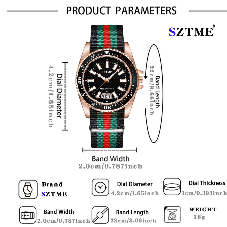Nuovo orologio da calendario con cinturino in nylon da uomo alla moda, lussuoso e semplice orologio al quarzo con luce notturna per uomo d'affari e donna