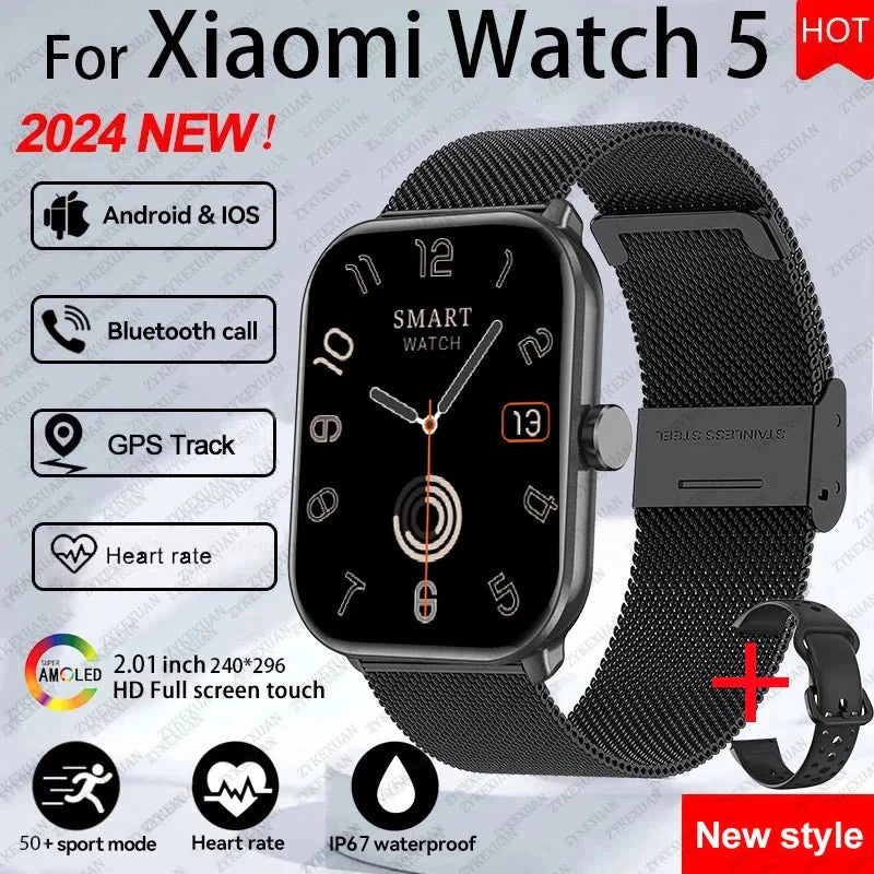 Per Xiaomi Watch 5 Smart Watch da uomo HD AMOLED schermo frequenza cardiaca chiamate Bluetooth localizzazione GPS Smartwatch sportivo impermeabile da donna