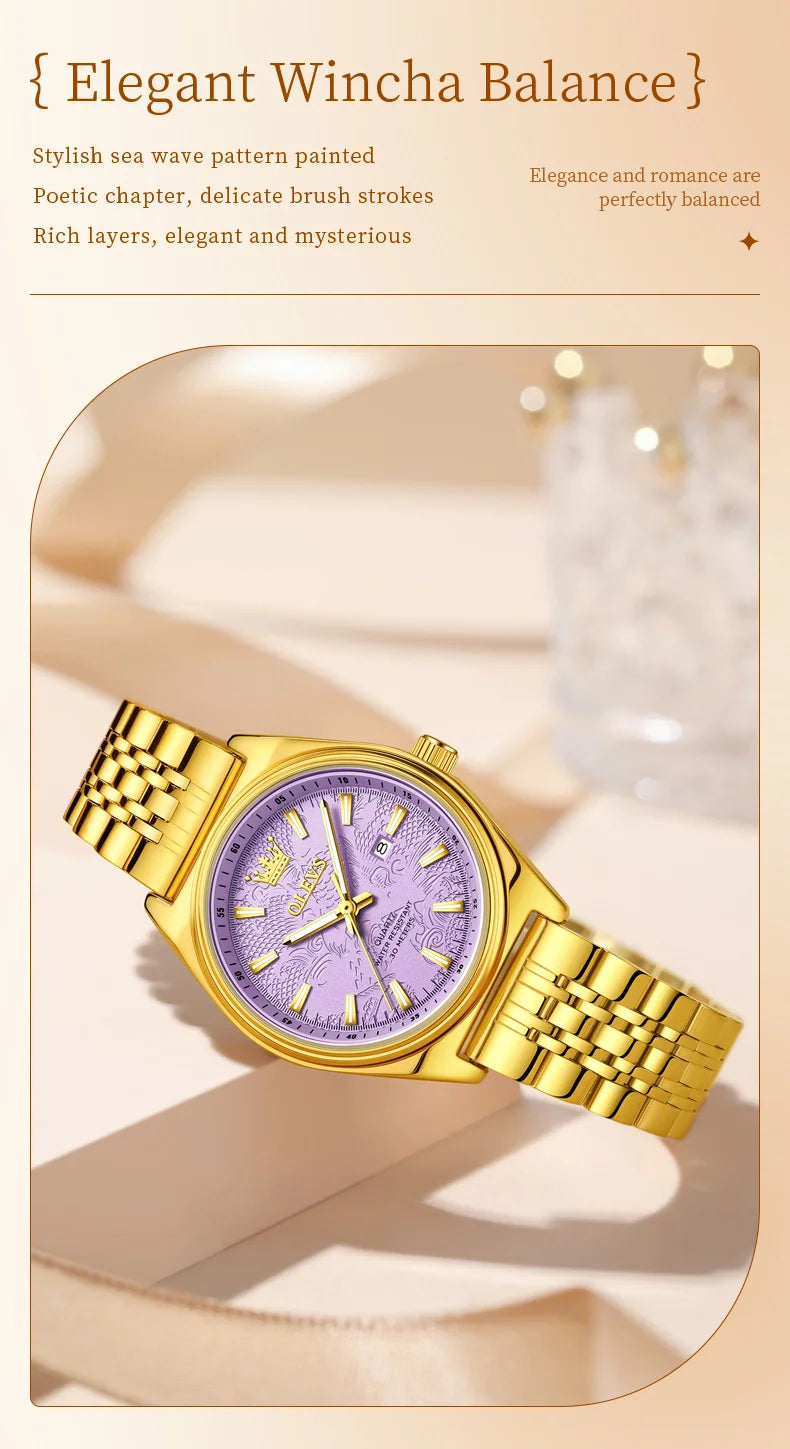 Orologio OLEVS 3703 da donna, elegante orologio al quarzo da donna, marca di alta gamma, impermeabile, luminoso, con calendario, orologio da polso di lusso per signora.
