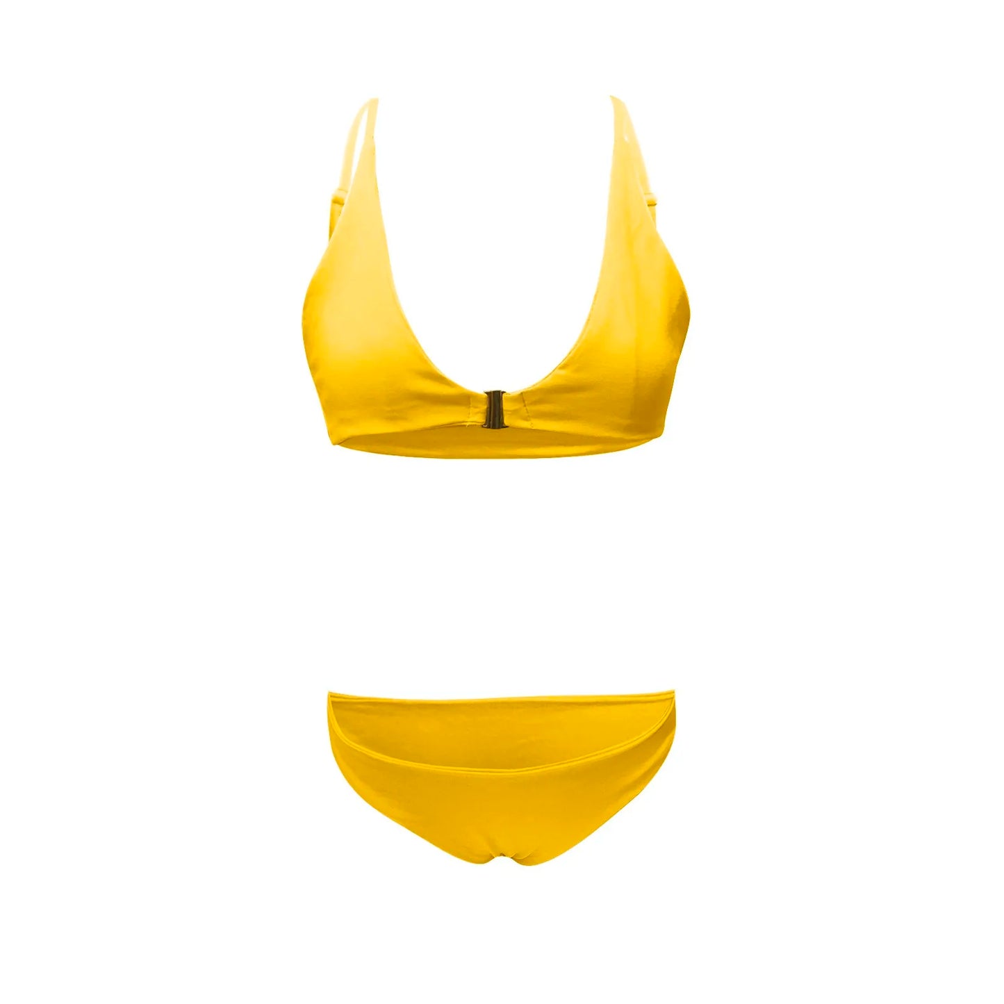 Muslimmuslimlim's Sexy muslimah Fashion tinta unita costumi da bagno donna vita alta Gold Lock Bikini Sexy Beachwear costume da bagno