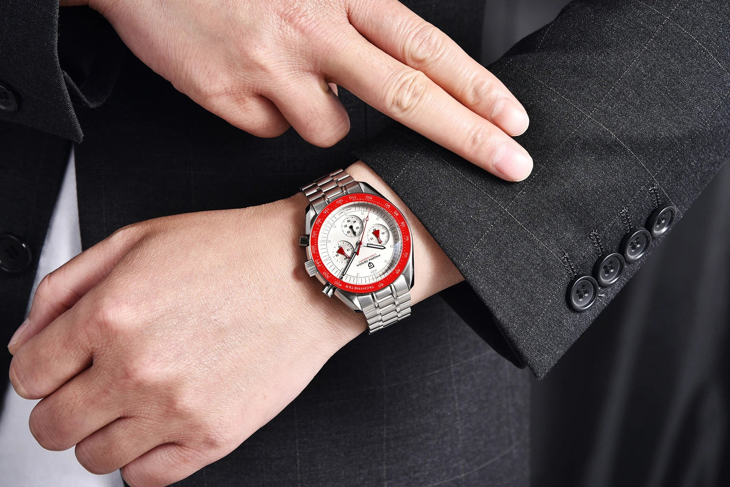 PAGANI DESIGN 500 Orologio da Uomo di Lusso con Cronografo Sportivo, Quadrante Tondo, Vetro Zaffiro AR, Movimento Giapponese, Acciaio 316L, Luminoso