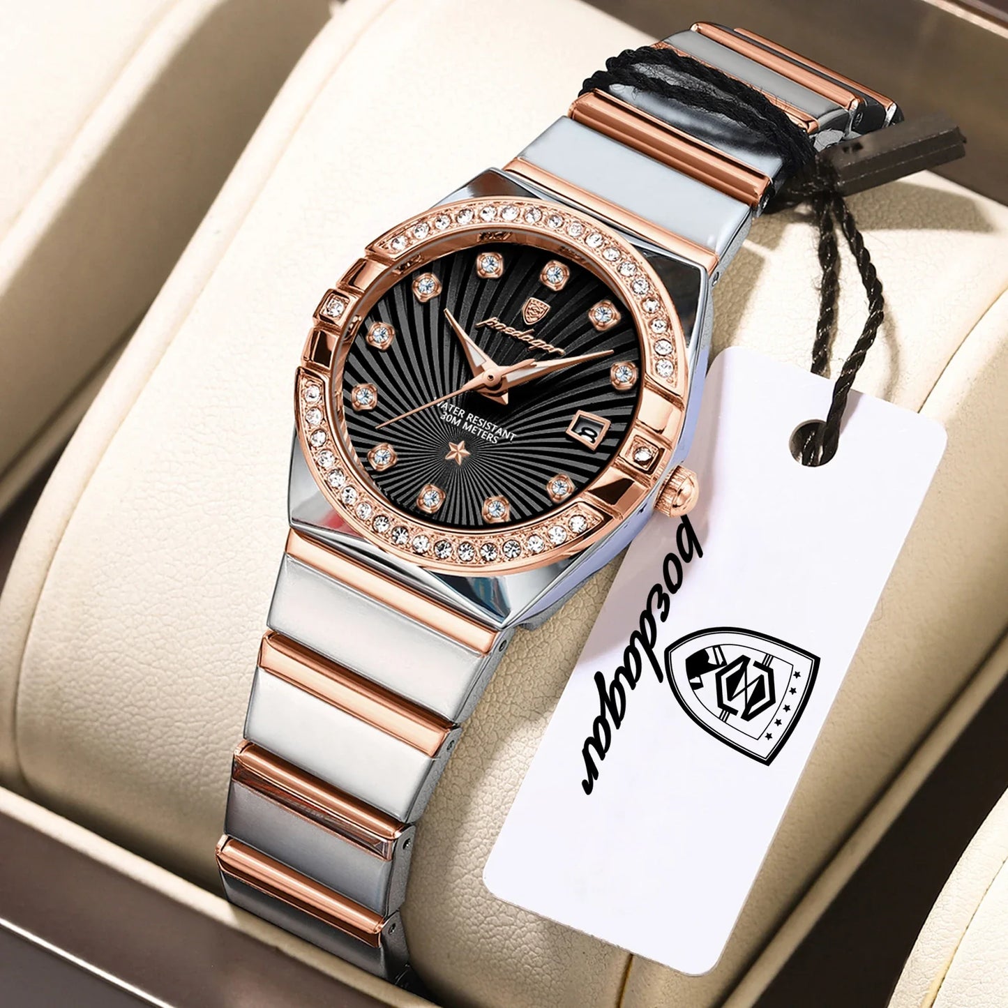 Orologio da donna POEDAGAR, raffinato, impermeabile, luminoso, con datario, in acciaio inossidabile, elegante orologio da polso al quarzo per donna.