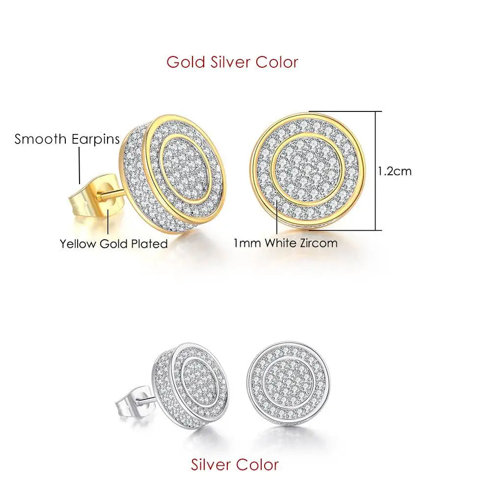 Rock Hip Hop ghiacciato orecchino a perno per uomo uomo Set completo zircone oro Piercing accessori per l'orecchio Punk Hippie Trend gioielli Dropship