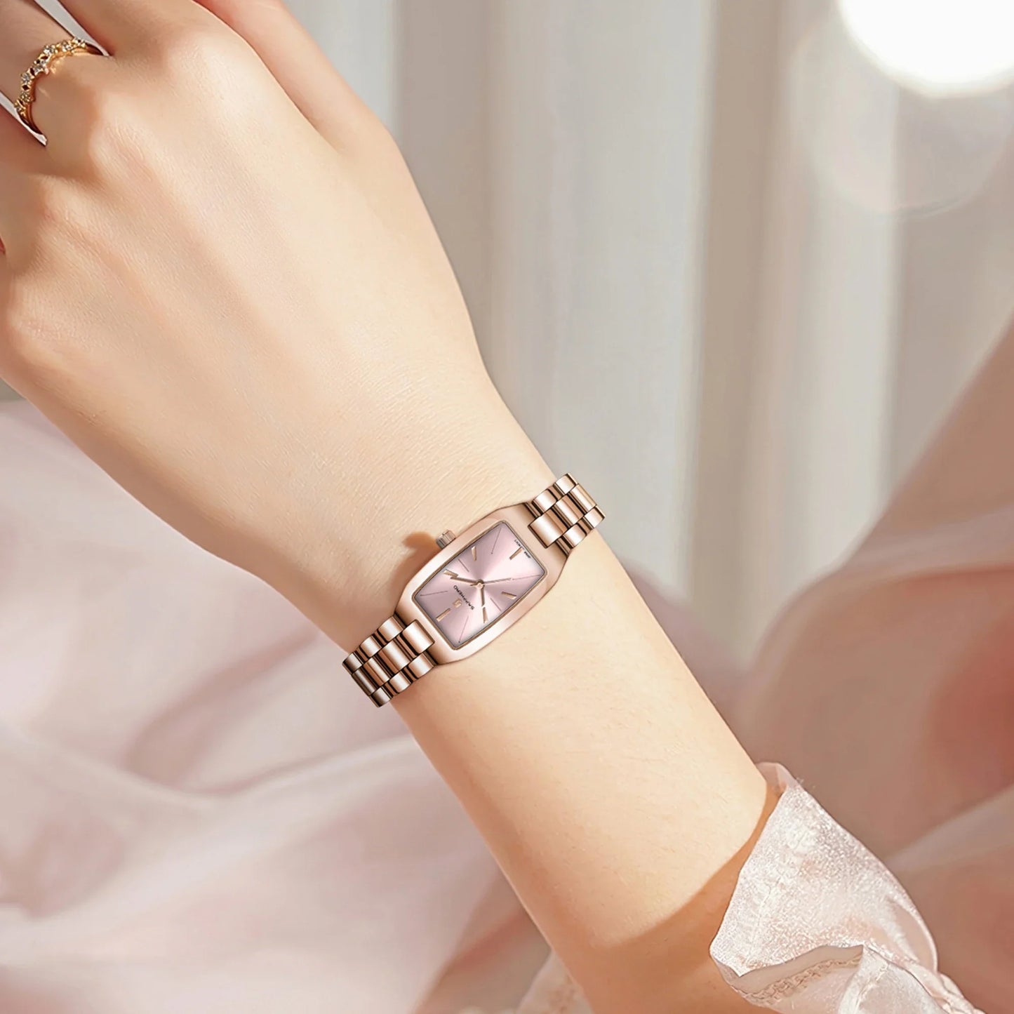 SAPPHEROLuxury Orologio da donna Cinturino in acciaio inossidabile Orologio impermeabile Quadrante ultrasottile Orologio da donna semplice alla moda Orologio accurato