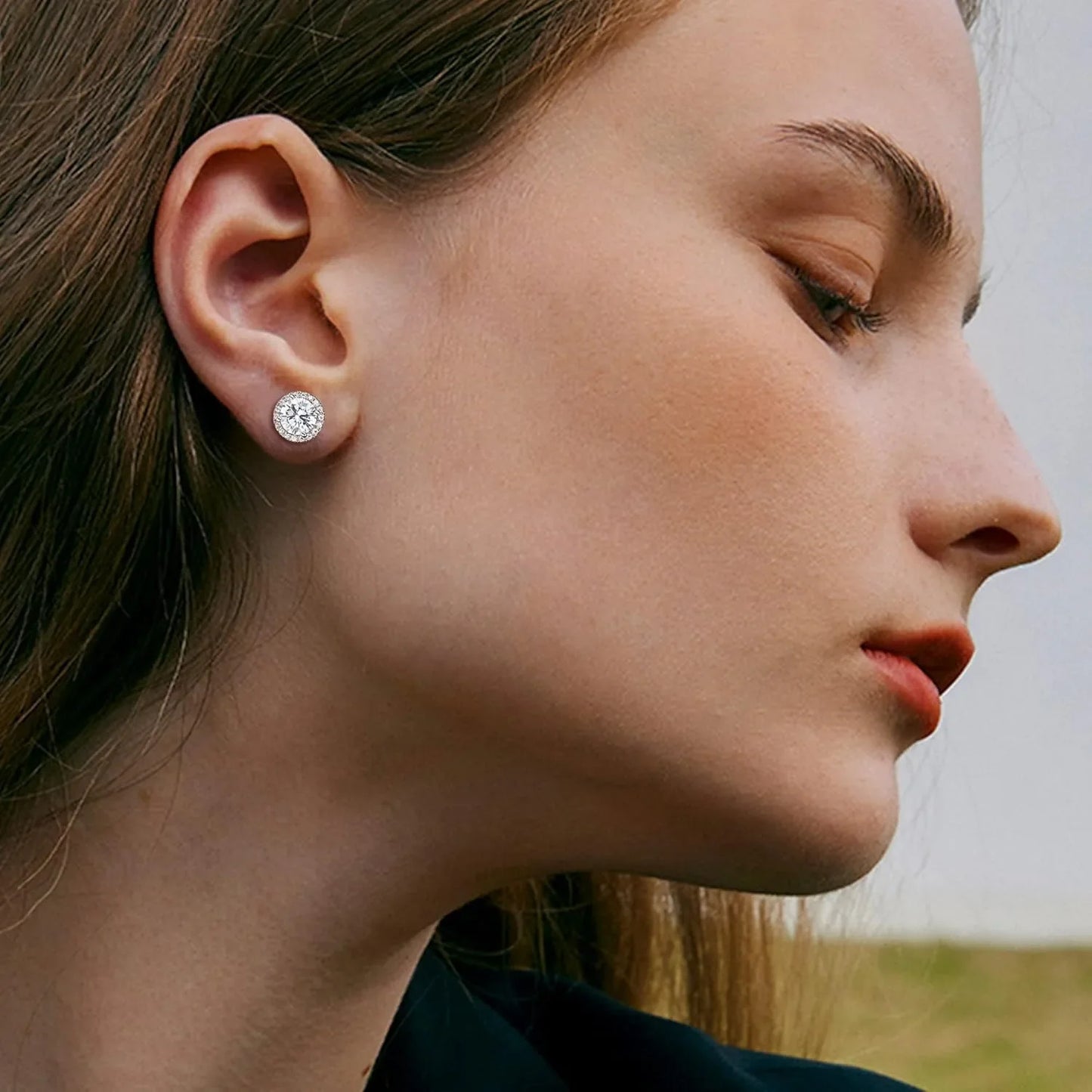 Drperfect Orecchini in argento con zirconi cubici per donna Uomo Orecchini a bottone delicati ipoallergenici placcati in oro 14 carati