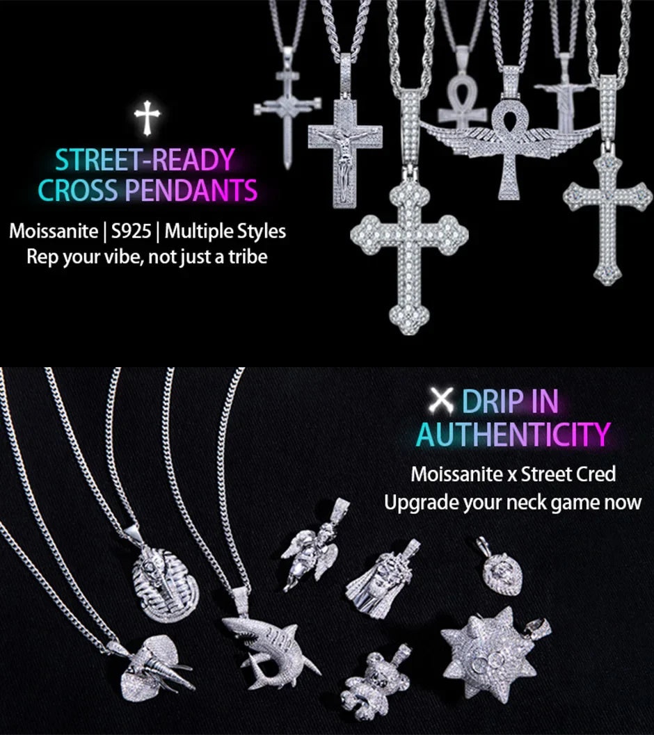 MossanRappr 0.94cttw Moissanite Eleganti orecchini a rombo in argento sterling 925 D Colore ghiacciato Gioielli Hip Hop per uomo Donna