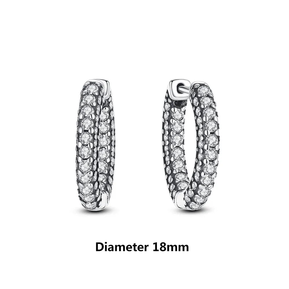 Orecchini Originali in Argento Sterling 925, Modello 2026, a Perno e a Cerchio con Cristalli, per Donna, in Oro Rosa, con Corona, Cuore, Infinito, Ape, Gioielli