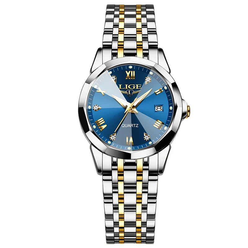 LIGE Orologio al Quarzo di Lusso per Donna, Elegante Bracciale Luminoso e Impermeabile, Regalo Ideale