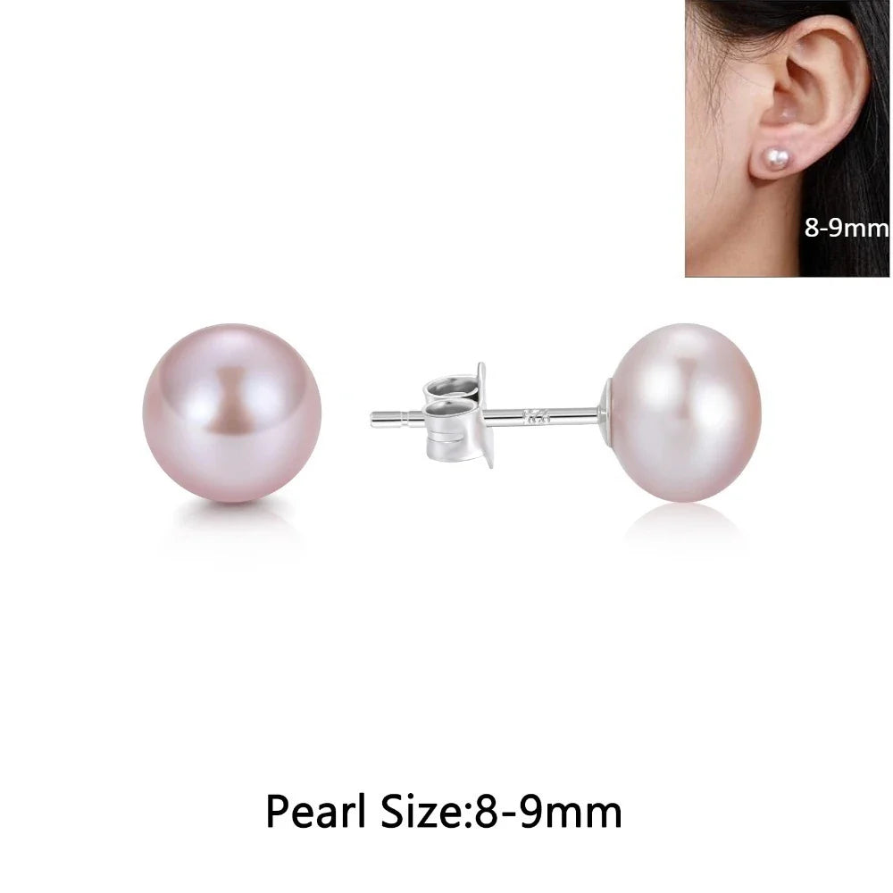 Orecchini a Perno con Perle Naturali d'Acqua Dolce per Donne, Argento Sterling 925, Gioielli Semplici e Colorati con Perle Selezionate a Mano