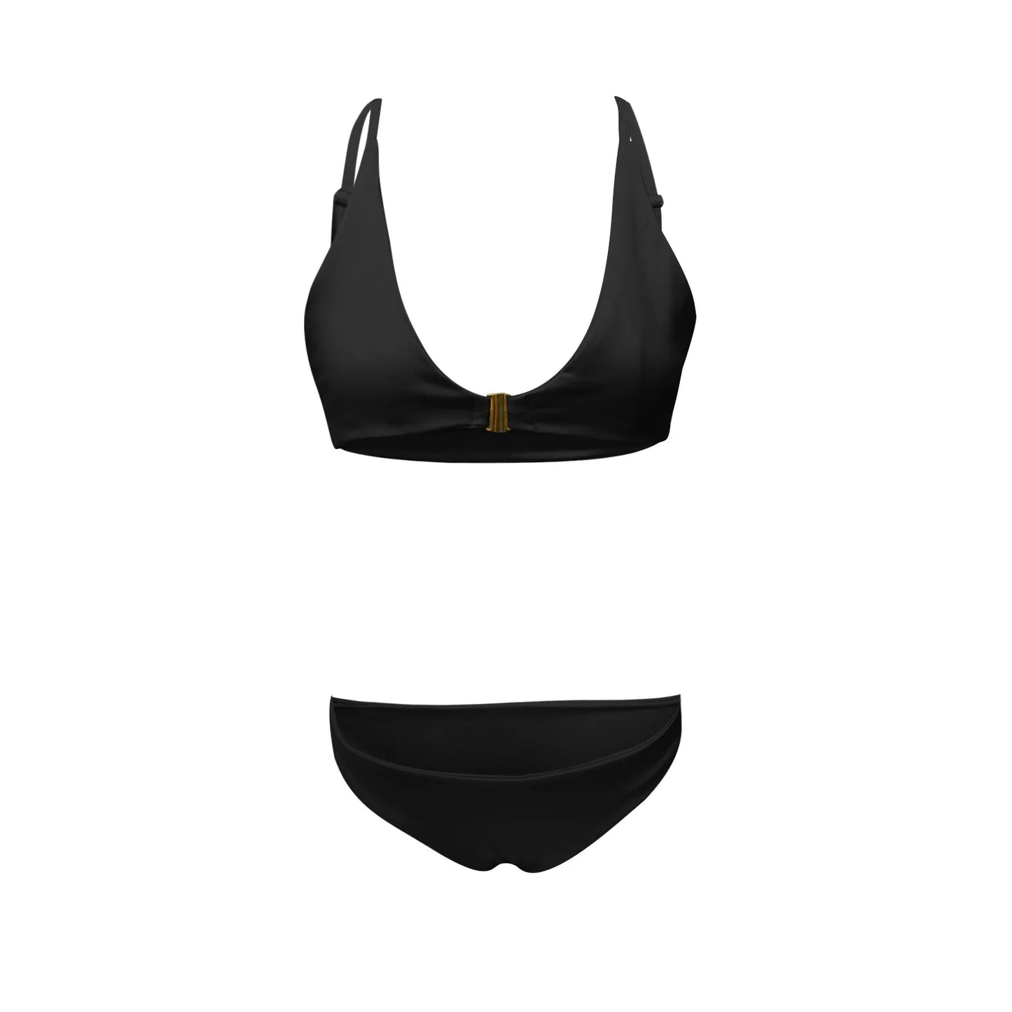 Muslimmuslimlim's Sexy muslimah Fashion tinta unita costumi da bagno donna vita alta Gold Lock Bikini Sexy Beachwear costume da bagno