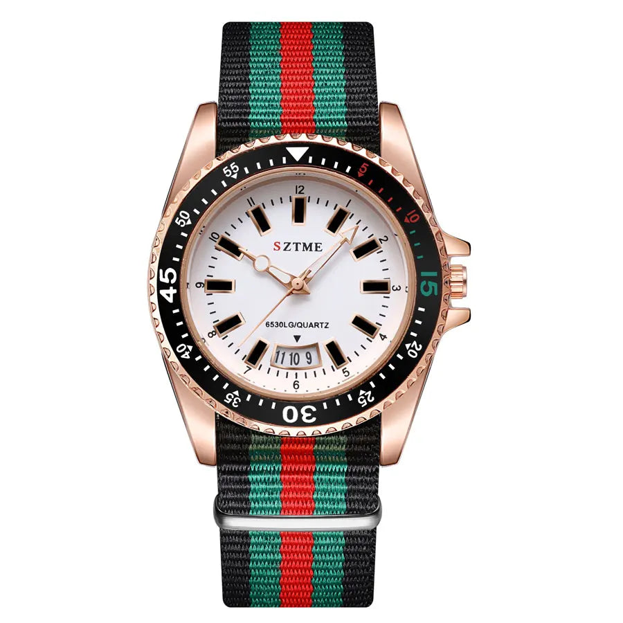 Nuovo orologio da calendario con cinturino in nylon da uomo alla moda, lussuoso e semplice orologio al quarzo con luce notturna per uomo d'affari e donna