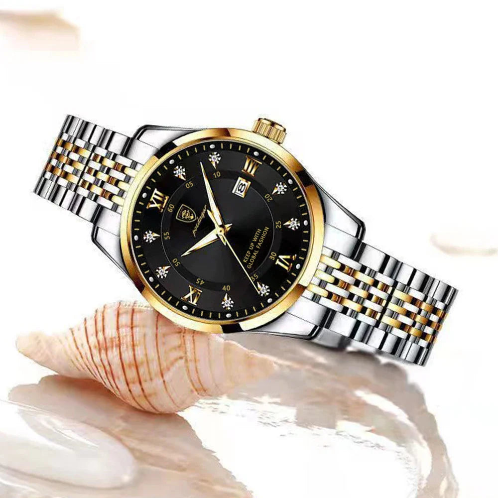 POEDAGAR Orologio da donna di lusso Orologio da donna impermeabile in acciaio inossidabile con data luminosa Orologi al quarzo da donna semplici e casual alla moda
