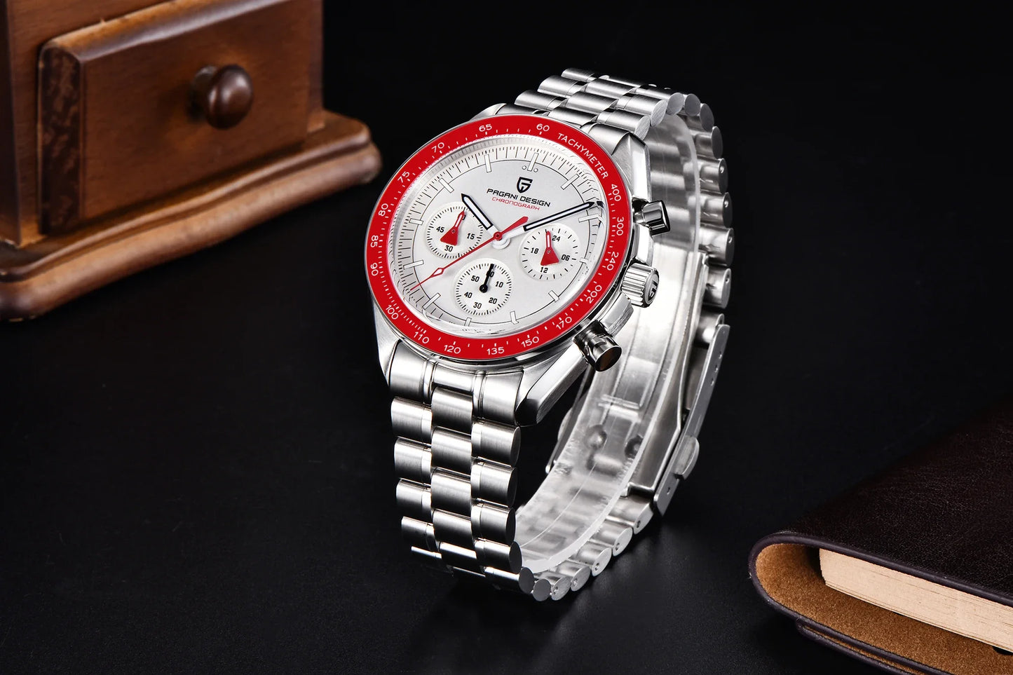 PAGANI DESIGN 500 Orologio da Uomo di Lusso con Cronografo Sportivo, Quadrante Tondo, Vetro Zaffiro AR, Movimento Giapponese, Acciaio 316L, Luminoso
