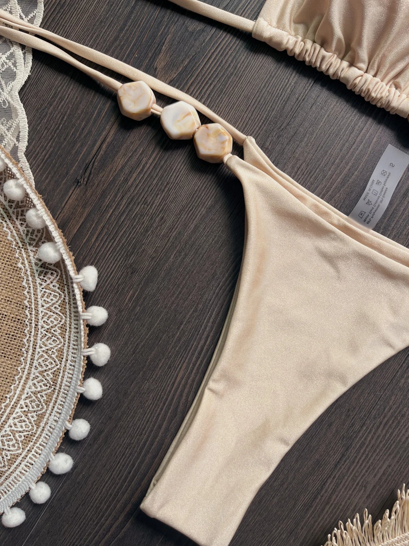 Costume da bagno bikini sexy con perline 2026 da donna, set bikini halter con scollo a V, abbigliamento da spiaggia estivo