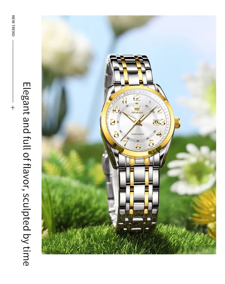 OLEVS 3666 Orologi da Donna Originali al Quarzo Impermeabili Luminosi Regalo per Donna Cronografo con Data Reloj Mujer