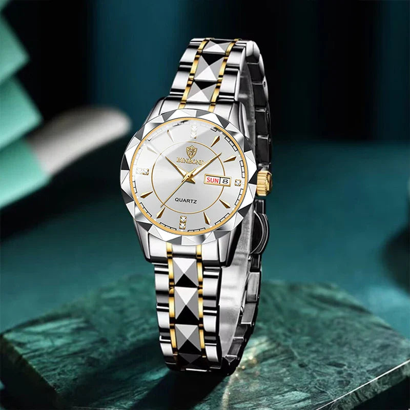 BINBONG Orologi da donna Orologio al quarzo da donna di moda di lusso Orologio da polso in acciaio inossidabile con data luminosa impermeabile Regalo per gli amanti della fidanzata