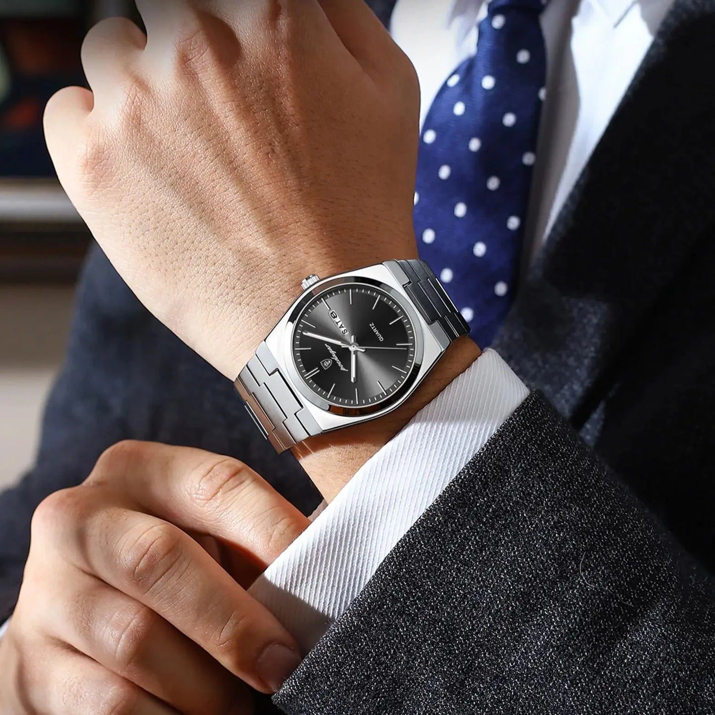POEDAGAR Orologio da polso al quarzo da uomo di lusso Impermeabile luminoso Data Settimana Orologio da uomo Orologi da uomo d'affari in acciaio inossidabile
