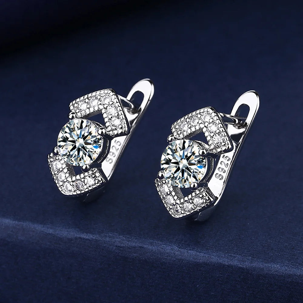 Orecchini in argento sterling 925 gioielli di alta qualità retrò modello semplice orecchini con zirconi bianchi viola vendita calda