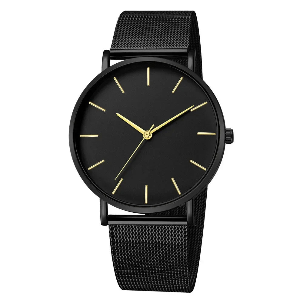 Orologio da donna semplice per il tempo libero 2025 Orologio da polso da uomo di lusso alla moda ultrasottile con cintura in rete vintage