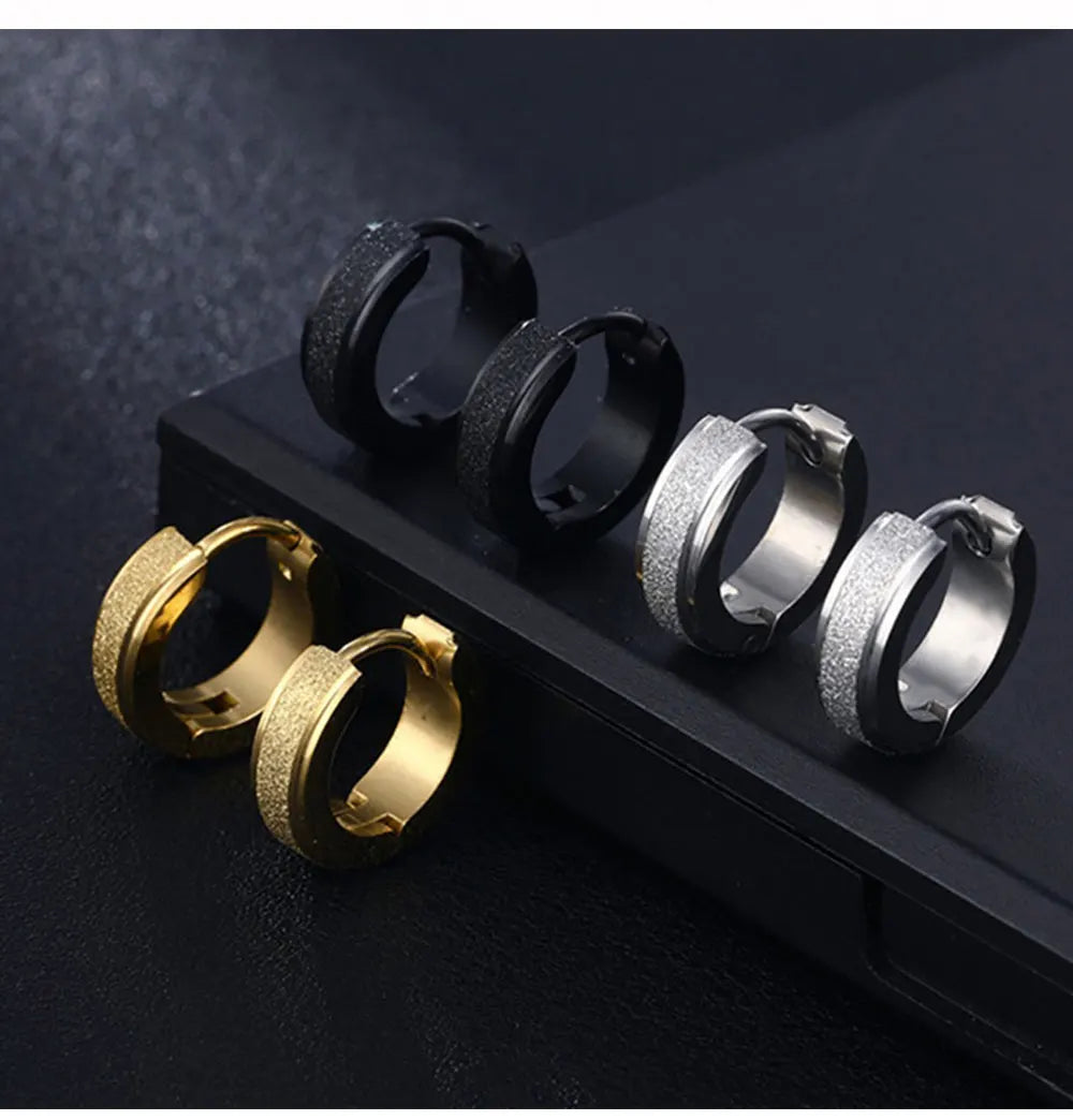 Orecchini a cerchio in acciaio inossidabile con glassa larga 2 pezzi orecchini rotondi neri per donna uomo Punk Vintage Circle Earring Jewelry Statement