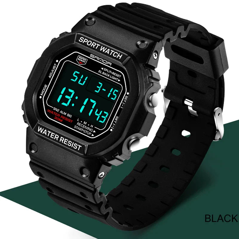 SANDA G Style LED Orologio digitale Unisex Antiurto Impermeabile Orologi sportivi Ragazzo Ragazza Cronometro Orologio elettronico a LED militare