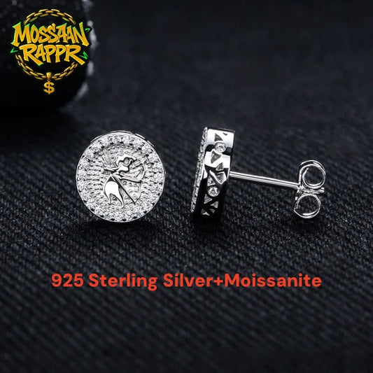 MossanRappr 0.4cttw Moissanite Angel Iced out Hip Hop Orecchini con perno 925 Sterling Silver D Colore Punk Gioielli di moda per gli uomini