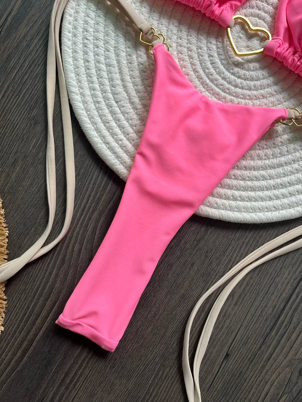 Costume da bagno bikini sexy da donna a tinta unita, due pezzi, rosso