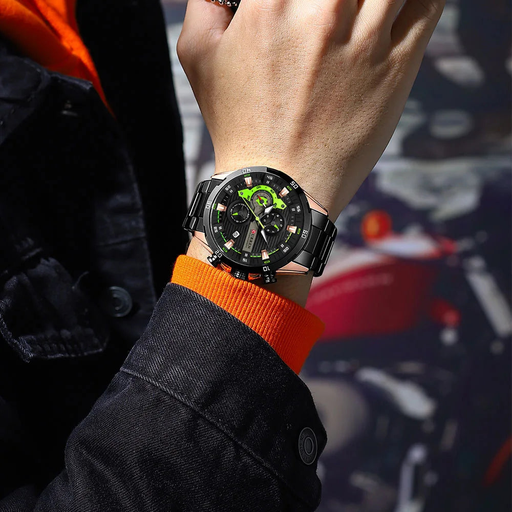 CURREN 8402 Orologio da uomo in acciaio inossidabile Moda creativa Quadrante luminoso con cronografo Orologio da uomo di lusso per il tempo libero reloj hombre