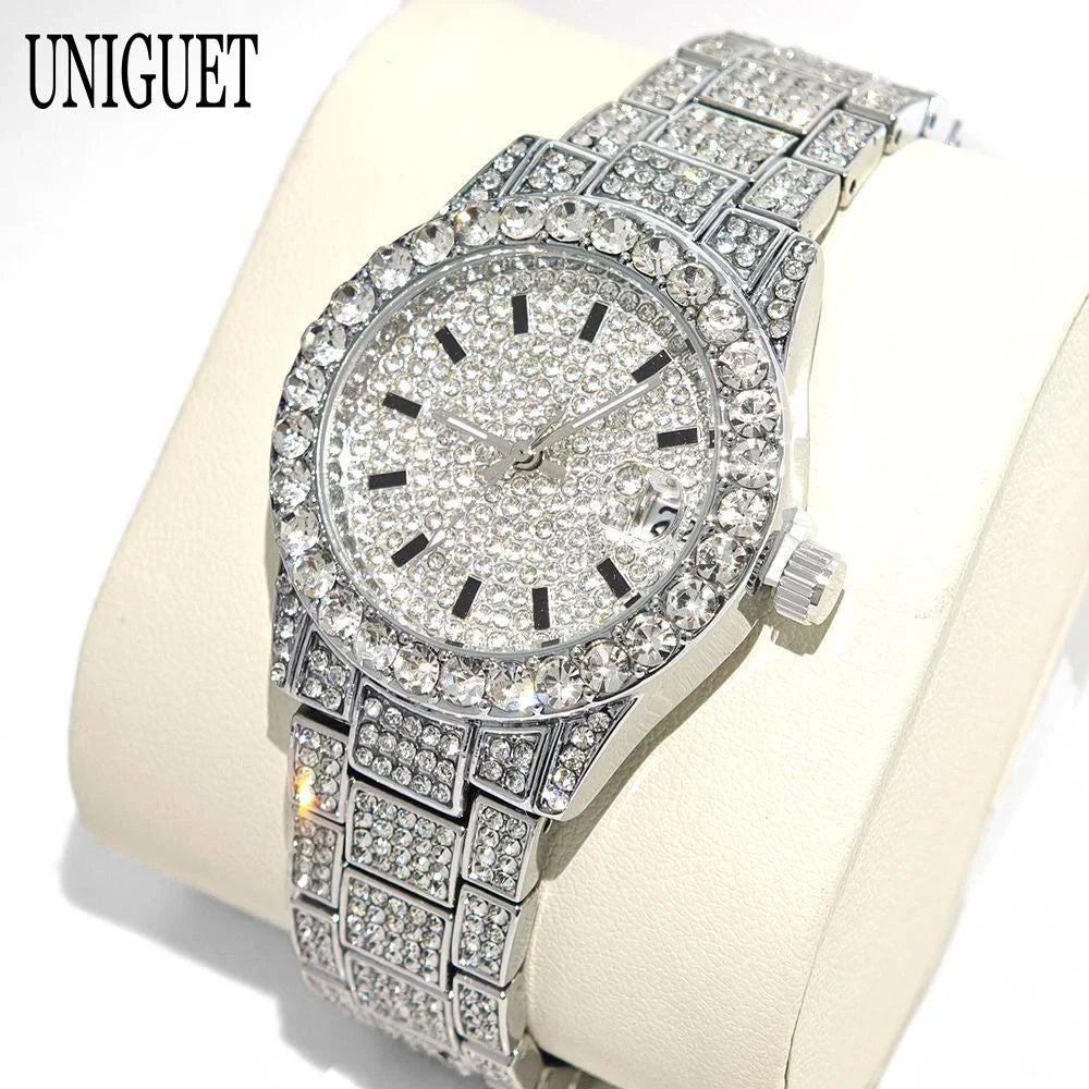 Orologio da Donna UNIGUET di Lusso alla Moda, Elegante Quadrante Piccolo con Diamanti Rosa, Mini Orologio da Polso al Quarzo Bling-Bling da Donna, Regalo