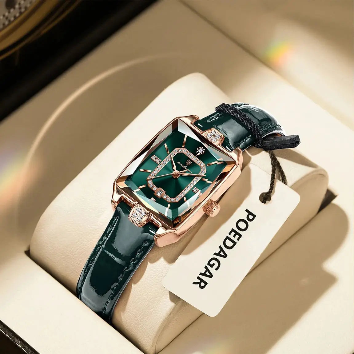 POEDAGAR Rettangolo Orologi da donna di lusso Impermeabile Data Orologio da donna in pelle Elegante orologio da polso da donna al quarzo moda Reloj regalo
